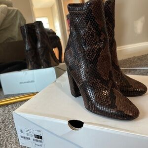 Women's Brown Snakeskin Ankle Boots
